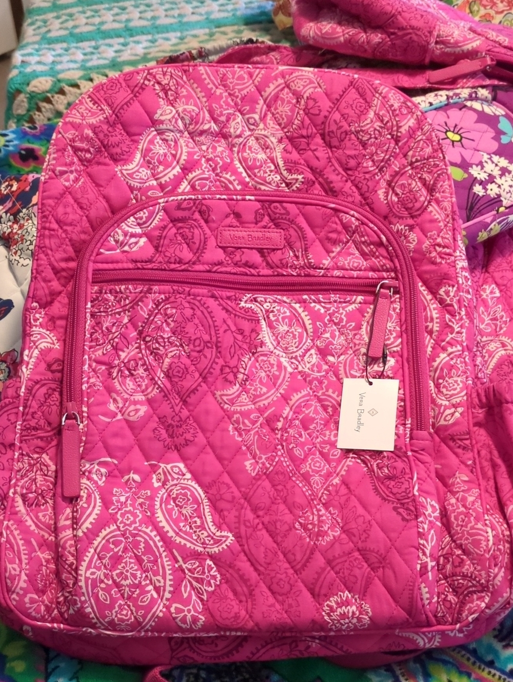 Vera Bradley Campus Backpack Stamped Paisley New Retired Pattern
